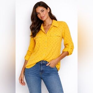 Notations Yellow Diamond Pattern Shirt